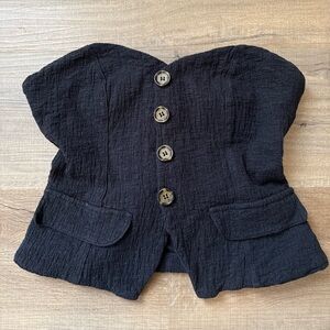 Anthropologie Black Vest Top